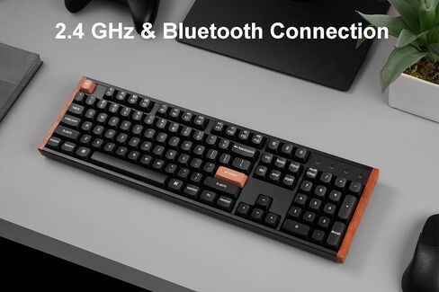 Keychron K10 HE QMK Wireless Gaming Custom Mechanical Keyboard, 2.4 GHz/Bluetooth/Wired Full-Size Hot-Swappable Programmable RGB Backlit Gateron Magnetic Switches for Mac Windows, Wood Frame-Black in Saudi Arabia