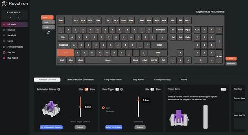 Keychron K10 He QMK اللاسلكي ألعاب مفاتيح ميكانيكية مخصصة ، 2.4 جيجا هرتز/بلوتوث/سلكية سلكية كاملة الحجم قابلة للبرمجة قابلة للبرمجة RGB مفاتيح مغناطيسية Gateron لنوافذ MAC ، إطار الخشب الأسود in Saudi Arabia