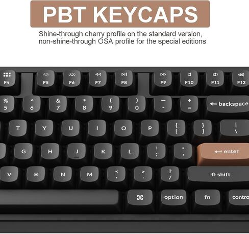Keychron K10 He QMK اللاسلكي ألعاب مفاتيح ميكانيكية مخصصة ، 2.4 جيجا هرتز/بلوتوث/سلكية سلكية كاملة الحجم قابلة للبرمجة قابلة للبرمجة RGB مفاتيح مغناطيسية Gateron لنوافذ MAC ، إطار الخشب الأسود in Saudi Arabia