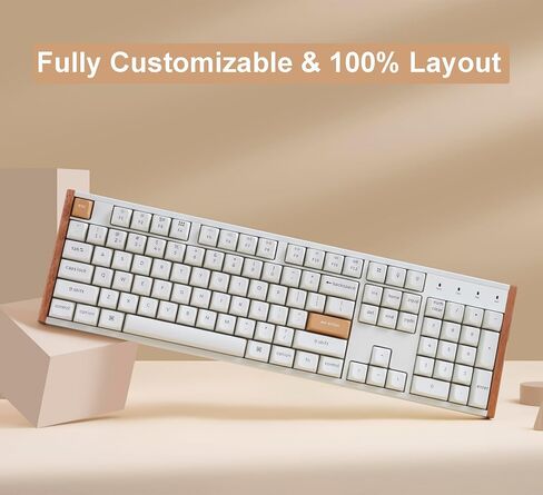 Keychron K10 HE QMK Wireless Gaming Custom Mechanical Keyboard, 2.4 GHz/Bluetooth/Wired Full-Size Hot-Swappable Programmable RGB Backlit Gateron Magnetic Switches for Mac Windows, Wood Frame-Black in Saudi Arabia