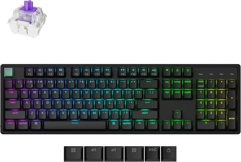 Keychron K10 He QMK اللاسلكي ألعاب مفاتيح ميكانيكية مخصصة ، 2.4 جيجا هرتز/بلوتوث/سلكية سلكية كاملة الحجم قابلة للبرمجة قابلة للبرمجة RGB مفاتيح مغناطيسية Gateron لنوافذ MAC ، إطار الخشب الأسود in Saudi Arabia