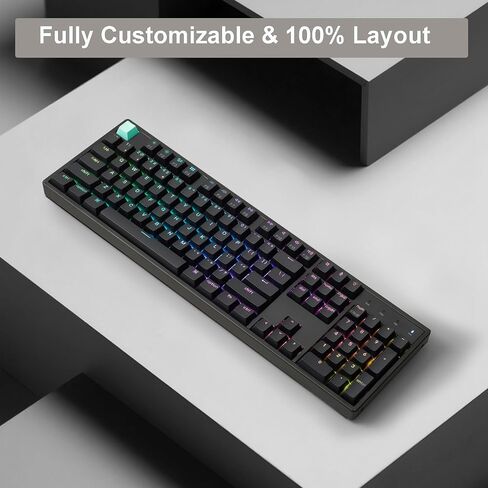Keychron K10 He QMK اللاسلكي ألعاب مفاتيح ميكانيكية مخصصة ، 2.4 جيجا هرتز/بلوتوث/سلكية سلكية كاملة الحجم قابلة للبرمجة قابلة للبرمجة RGB مفاتيح مغناطيسية Gateron لنوافذ MAC ، إطار الخشب الأسود in Saudi Arabia