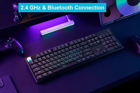 Keychron K10 He QMK اللاسلكي ألعاب مفاتيح ميكانيكية مخصصة ، 2.4 جيجا هرتز/بلوتوث/سلكية سلكية كاملة الحجم قابلة للبرمجة قابلة للبرمجة RGB مفاتيح مغناطيسية Gateron لنوافذ MAC ، إطار الخشب الأسود in Saudi Arabia