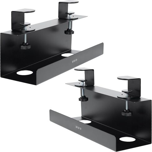 VIVO No Drill Clamp-on 17 inch Power Strip Cable Management Trays, Under Standing Desk Steel Cord Organizer, Black, 2 Pack, DESK-CM6L-2B in Saudi Arabia