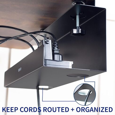VIVO No Drill Clamp-on 17 inch Power Strip Cable Management Trays, Under Standing Desk Steel Cord Organizer, Black, 2 Pack, DESK-CM6L-2B in Saudi Arabia