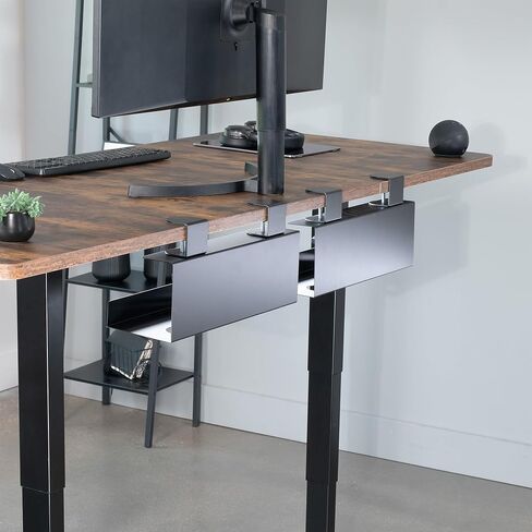 VIVO No Drill Clamp-on 17 inch Power Strip Cable Management Trays, Under Standing Desk Steel Cord Organizer, Black, 2 Pack, DESK-CM6L-2B in Saudi Arabia