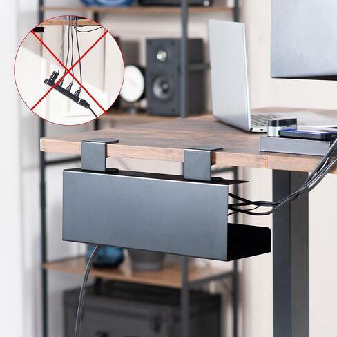 VIVO No Drill Clamp-on 17 inch Power Strip Cable Management Trays, Under Standing Desk Steel Cord Organizer, Black, 2 Pack, DESK-CM6L-2B in Saudi Arabia