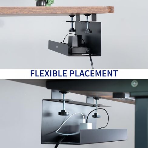 VIVO No Drill Clamp-on 17 inch Power Strip Cable Management Trays, Under Standing Desk Steel Cord Organizer, Black, 2 Pack, DESK-CM6L-2B in Saudi Arabia