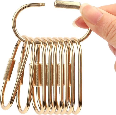 10pcs Brass Keychain, Gold Carabiner Clip with Secure Locking Screw Brass Key Ring for Men Women Bags Luggage Tags Pet Collar Clips in Saudi Arabia