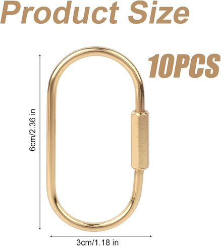 10pcs Brass Keychain, Gold Carabiner Clip with Secure Locking Screw Brass Key Ring for Men Women Bags Luggage Tags Pet Collar Clips in Saudi Arabia