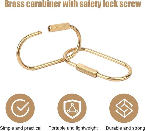 10pcs Brass Keychain, Gold Carabiner Clip with Secure Locking Screw Brass Key Ring for Men Women Bags Luggage Tags Pet Collar Clips in Saudi Arabia