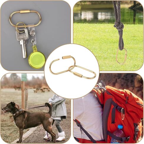 10pcs Brass Keychain, Gold Carabiner Clip with Secure Locking Screw Brass Key Ring for Men Women Bags Luggage Tags Pet Collar Clips in Saudi Arabia