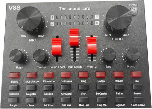 V8S Microphone USB Rechargeable DSP External Mixer Karaoke 3.5Mm Interface Sound Card Portable Live Broadcast Stereo in Saudi Arabia