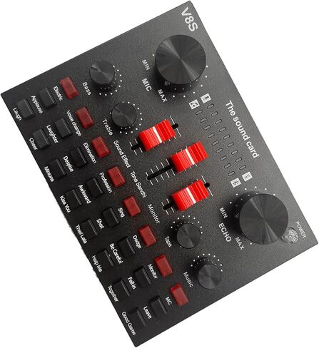 V8S Microphone USB Rechargeable DSP External Mixer Karaoke 3.5Mm Interface Sound Card Portable Live Broadcast Stereo in Saudi Arabia