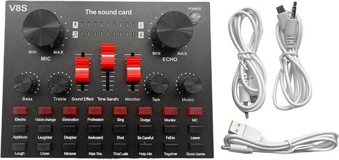 V8S Microphone USB Rechargeable DSP External Mixer Karaoke 3.5Mm Interface Sound Card Portable Live Broadcast Stereo in Saudi Arabia