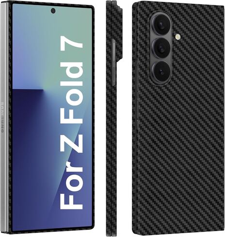 حالة رقيقة من ألياف الكربون رقيقة 1500D متوافقة مع Samsung Galaxy Z Fold 7 ، يدعم غطاء الألياف Zible Z Fiber 7 الشحن اللاسلكي ، Twill اللون الأسود الأسود غير اللامع [غير مطبوع] in Saudi Arabia