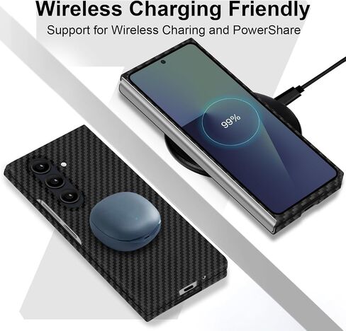 حالة رقيقة من ألياف الكربون رقيقة 1500D متوافقة مع Samsung Galaxy Z Fold 7 ، يدعم غطاء الألياف Zible Z Fiber 7 الشحن اللاسلكي ، Twill اللون الأسود الأسود غير اللامع [غير مطبوع] in Saudi Arabia