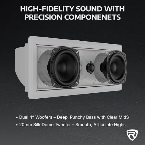 Rockville LUX Stealth D4 Pair, Motorized Flush-Mount Dual 4" Speakers, Auto-Tilt Technology, 20mm Silk Dome Tweeter, Wall Controller, Perfect for Home Theater & Commercial Applications in Saudi Arabia