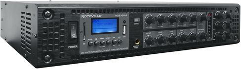Rockville Bundle RCS350-6 350 واط 6 منطقة 70 فولت التجارية/AMP/Bluetooth Bundle مع (12) Pen-65t أسود 6.5 "70 فولت سماعات قلادة معلقة (13 عنصر) in Saudi Arabia