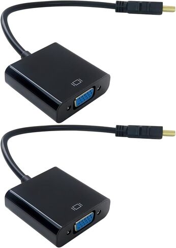 HDMI جديد إلى VGA ، حزمة 2 ، HDMI المطلية بالذهب إلى محول VGA (من الذكور إلى أنثى) للكمبيوتر/سطح المكتب/الكمبيوتر المحمول/الكمبيوتر/الشاشة/جهاز العرض/HDTV/Chromebook/Raspberry PI/ROKU/XBOX وأكثر - أسود - أسود - أسود - أسود - أسود - أسود - أسود - أسود - أس in Saudi Arabia