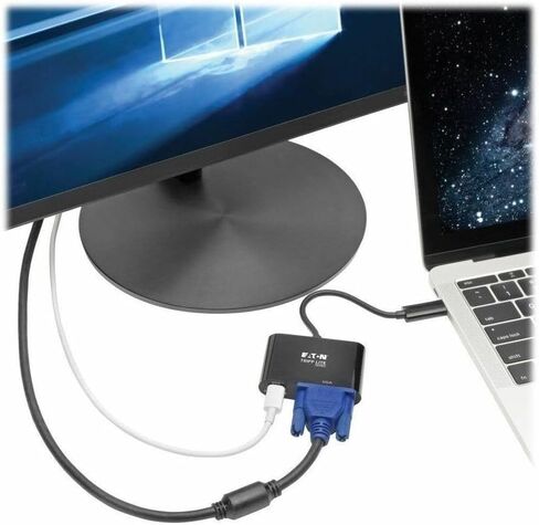 Tripp Lite Eaton Series U444-06N-VB-C USB-C إلى محول عرض VGA ، 1080P 60Hz ، 60W PD Charging ، USB 3.1 5GBPS ، المكونات والتشغيل ، الأسود ، ROHS ، Cloud Care حزمة مسبقة التهيئة (10 حزم) مؤهل (10 حزم) in Kuwait