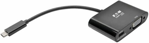 Tripp Lite Eaton Series U444-06N-VB-C USB-C إلى محول عرض VGA ، 1080P 60Hz ، 60W PD Charging ، USB 3.1 5GBPS ، المكونات والتشغيل ، الأسود ، ROHS ، Cloud Care حزمة مسبقة التهيئة (10 حزم) مؤهل (10 حزم) in Kuwait