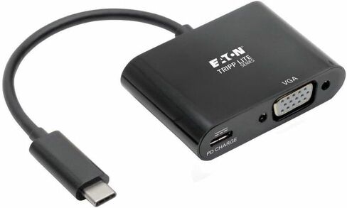Tripp Lite Eaton Series U444-06N-VB-C USB-C إلى محول عرض VGA ، 1080P 60Hz ، 60W PD Charging ، USB 3.1 5GBPS ، المكونات والتشغيل ، الأسود ، ROHS ، Cloud Care حزمة مسبقة التهيئة (10 حزم) مؤهل (10 حزم) in Kuwait