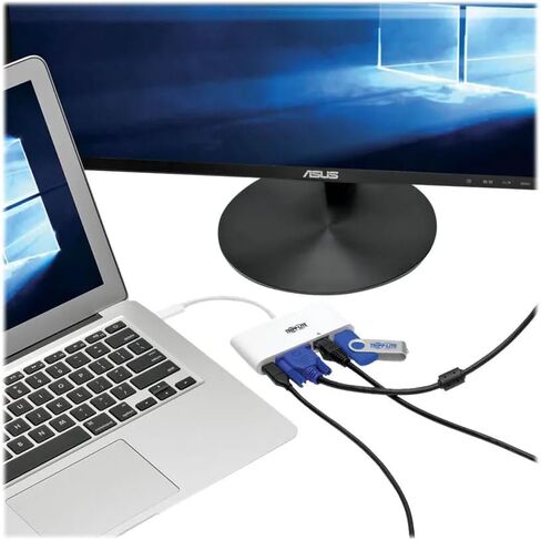 Tripp Lite Eaton U444-06N-VGU-C USB-C إلى محول VGA ، Thunderbolt 3 متوافق ، Gigabit Ethernet ، USB 3.0 HUB ، USB-C PD Charging ، MacBook ، Cloud Care Pre-Configured Bundle مؤهل (1 حزمة) in Kuwait