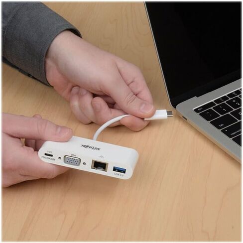 Tripp Lite Eaton U444-06N-VGU-C USB-C إلى محول VGA ، Thunderbolt 3 متوافق ، Gigabit Ethernet ، USB 3.0 HUB ، USB-C PD Charging ، MacBook ، Cloud Care Pre-Configured Bundle مؤهل (1 حزمة) in Kuwait
