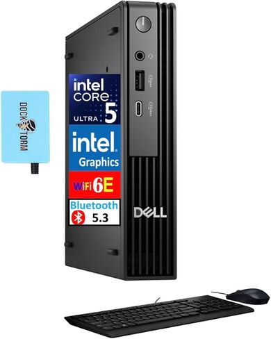 Dell Pro Micro QCM1250 AI Business MFF Mini PC (Intel Ultra 5-235T, 16GB DDR5, 256GB SSD, WiFi 6E, Bluetooth 5.3, RJ-45, DP, HDMI, Win 11 Pro) w/DKZ USB Port Expander (Replaces Optiplex) in Saudi Arabia