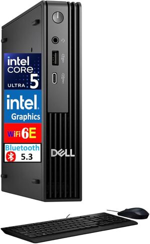 Dell Pro Micro QCM1250 AI Business MFF Mini PC (Intel Ultra 5-235T, 16GB DDR5, 256GB SSD, WiFi 6E, Bluetooth 5.3, RJ-45, DP, HDMI, Win 11 Pro) w/DKZ USB Port Expander (Replaces Optiplex) in Saudi Arabia
