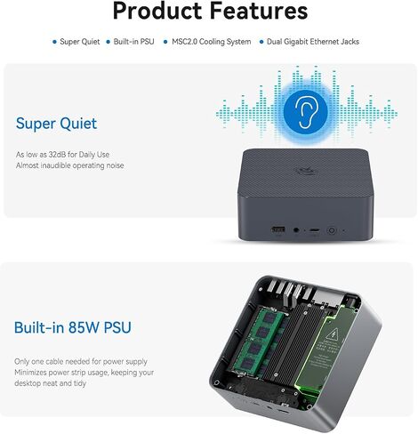 Beelink EQI12 MINI PC ، Intel Core I5-1235U (10C/12T ، حتى 4.4 جيجا هرتز) ، كمبيوتر صغير مع 16G DDR4 RAM 500G M.2 PCEL 4.0X4 SSD ، Micro PC Support 4K@60HZ عرض شاشة مزدوجة/1000M LAN/WIFI6/BT5.4/WIN11 in Saudi Arabia