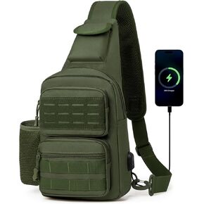 HUNTVP Tactical Sling Bag Crossbody Bag for Men Women EDC Shoulder Bags Molle Sling Backpack Chest Pack for Hiking Hunting Travelling Camping (Type3-Black) in Kuwait