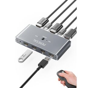 USB 3.0 KVM Switch ، KVM Switch 1 Switors 2 Computers ، Switch HDMI ، 4K@60Hz KVM Switchs for 2 Carching 1 Montern in Kuwait