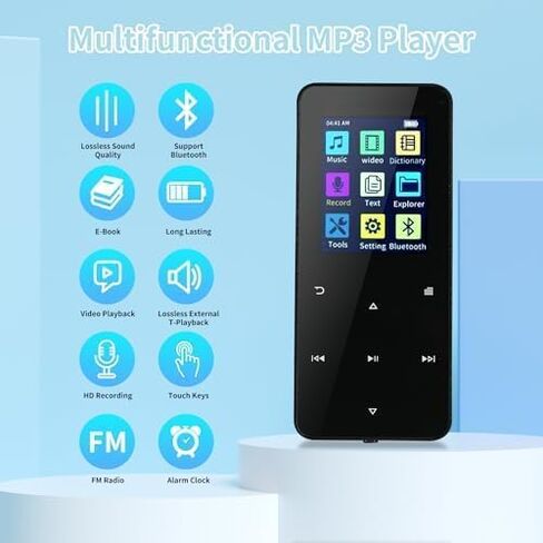 مشغل MP3 144GB-مشغل موسيقى مع Bluetooth 5.2 HIFI SOUND SOUND LOOP FM RADIO BRINDAY HD SPEENTER DESICE MINI MINI in Kuwait