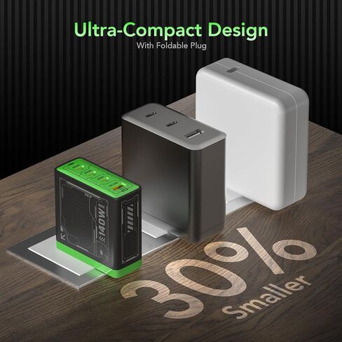 MFISH 140W USB C Charger ، 4-Port Gan Charger Block ، محول طاقة الشاحن المحمول السريع القابل للطي لـ MacBook Pro/Air ، iPad Pro ، iPhone 16 Pro ، Galaxy S25/S24 ، Steam Deck ، Google Pixelbook ، و Tablet in Kuwait