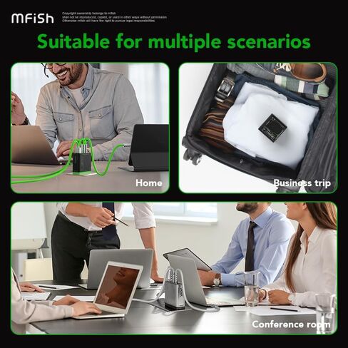 MFISH 140W USB C Charger ، 4-Port Gan Charger Block ، محول طاقة الشاحن المحمول السريع القابل للطي لـ MacBook Pro/Air ، iPad Pro ، iPhone 16 Pro ، Galaxy S25/S24 ، Steam Deck ، Google Pixelbook ، و Tablet in Kuwait