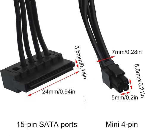 Mini 4pin to 2xright Angle 15pin Sata Power Adapter Cable HDD Mother Cable Cable in Saudi Arabia
