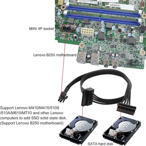 Mini 4pin to 2xright Angle 15pin Sata Power Adapter Cable HDD Mother Cable Cable in Saudi Arabia