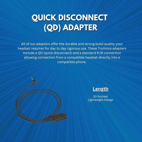 3.5 مم إلى كابل محول QD - متوافق مع سماعات الرأس Plantronics و Poly و Truvoice السريعة (QD) ويعمل مع جميع أجهزة الكمبيوتر والهواتف المحمولة التي تحتوي على منفذ 3.5 ملم in Kuwait