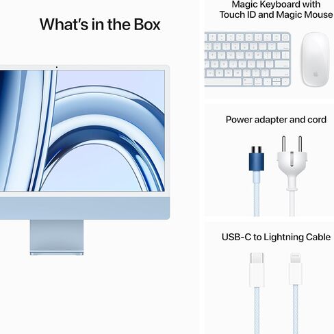 Apple 2023 iMac with Apple M3 chip (24-inch, 8GB RAM, 512GB SSD Storage) (QWERTY English) Blue (Renewed) in Saudi Arabia
