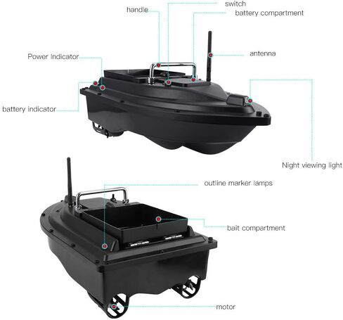 Fishing Bait Boat 100?240V 500m Smart RC Fish Finder 2kg Loading RC Automatic Fish Feeder Boat (US) in Saudi Arabia
