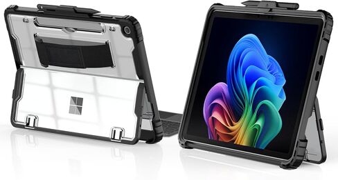TiMOVO Case for Microsoft Surface Pro 12 Inch 2025 with Pen Holder, Rugged Clear Back Protective Cover with Removable Hand Strap, Compatible with Type Cover Keyboard, Black in Saudi Arabia