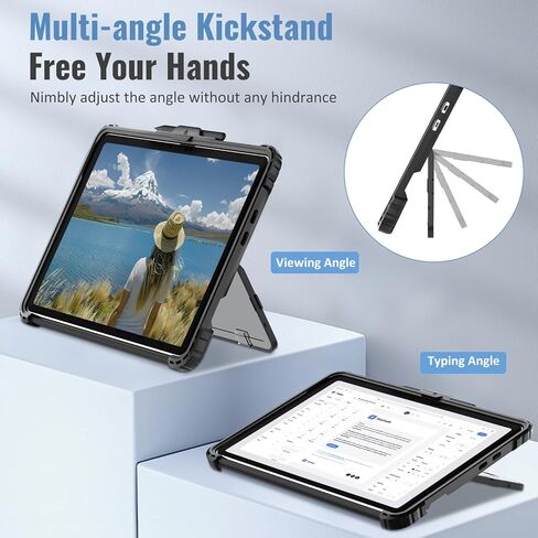 TiMOVO Case for Microsoft Surface Pro 12 Inch 2025 with Pen Holder, Rugged Clear Back Protective Cover with Removable Hand Strap, Compatible with Type Cover Keyboard, Black in Saudi Arabia