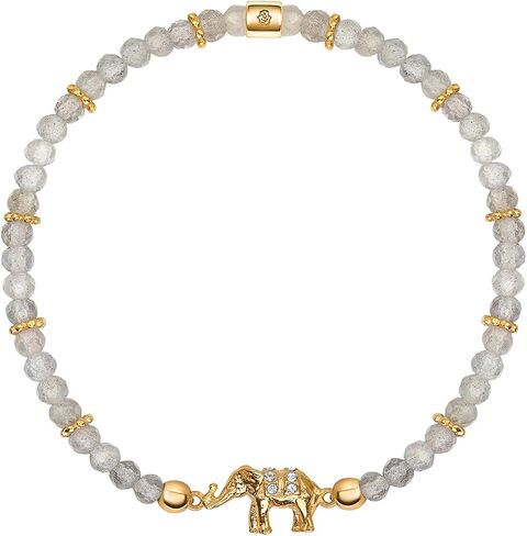 KARMA AND LUCK - Peace and Tranquility - Women's 18K Gold Plated OM Charm Beaded Bracelet. Protection Bracelet for Women. Ready to Gift for Her. Size: 6.5" stretch in Saudi Arabia