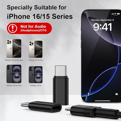 3 حزم البرق إلى محول USB C لـ iPhone 16e/16 Pro/16 Pro Max/16 Plus/16/15 ، نوع USB C إلى موصل كبل البرق الشحن ومزامنة البيانات لـ Samsung Galaxy S25 ، وليس لسماعات الرأس/الصوت/OTG in Kuwait
