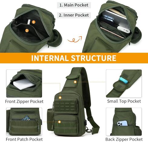 HUNTVP Tactical Sling Bag Crossbody Bag for Men Women EDC Shoulder Bags Molle Sling Backpack Chest Pack for Hiking Hunting Travelling Camping (Type3-Black) in Kuwait