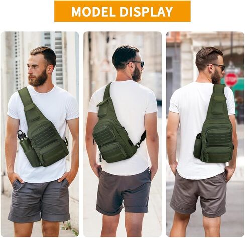 HUNTVP Tactical Sling Bag Crossbody Bag for Men Women EDC Shoulder Bags Molle Sling Backpack Chest Pack for Hiking Hunting Travelling Camping (Type3-Black) in Kuwait