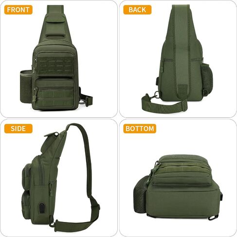 HUNTVP Tactical Sling Bag Crossbody Bag for Men Women EDC Shoulder Bags Molle Sling Backpack Chest Pack for Hiking Hunting Travelling Camping (Type3-Black) in Kuwait