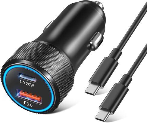 USB C Car Charger 36W, OKRAY 2-Port Car Phone Charger PD&QC3.0 Fast Charging Type C Car Charger 12v Cigarette Lighter Adapter with 4FT USB C Cable for iPhone 16 15 Pro Max, Samsung Galaxy S25 S24 A16 in Kuwait